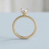 Pear Hidden-Halo Side-Diamond Ring Setting. 3-prong
