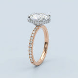 Two-Tone Oval Side-Edge Halo Diamond Ring