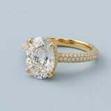 Oval Cathedral Halo Three-Row Pavé Ring Setting