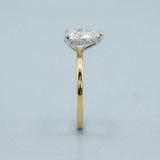 Pear Petite-Basket Hidden-Halo Ring Setting. Three prong. Two-tone