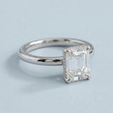 Emerald Diamond-Prong Hidden-Halo Ring Setting