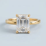 Emerald Diamond-Prong Hidden-Halo Ring Setting