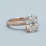 Oval Three-Row Pavé Engagement Ring Setting