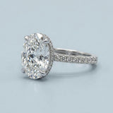 Two-Tone Oval Side-Edge Halo Diamond Ring