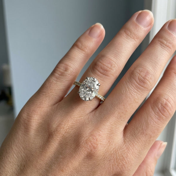 Hand model shot of the white gold engagement ring