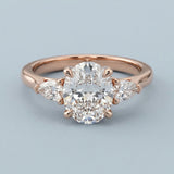 Oval and Pear Three-Stone Engagement Ring Setting