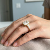 Radiant and Round Three-Stone Engagement Ring Setting
