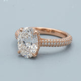 Oval Cathedral Halo Three-Row Pavé Ring Setting