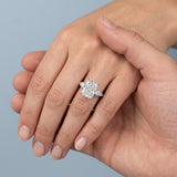 Radiant and Round Three-Stone Engagement Ring Setting
