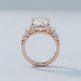 Radiant and Round Three-Stone Engagement Ring Setting