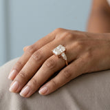 Radiant and Round Three-Stone Engagement Ring Setting