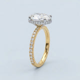 Two-Tone Oval Side-Edge Halo Diamond Ring