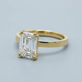 Emerald Flat-Band Solitaire Engagement Ring Setting