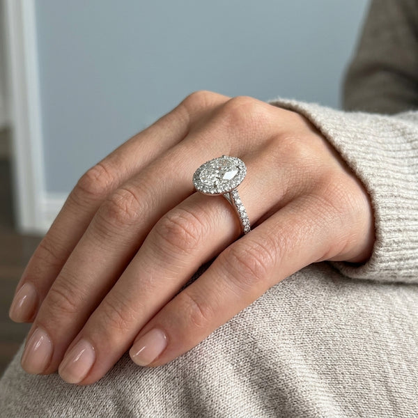 Hand model shot of the white gold engagement ring