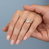 Pear Petite-Basket Hidden-Halo Ring Setting. Three prong. Two-tone