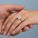 Emerald Diamond-Prong Hidden-Halo Ring Setting