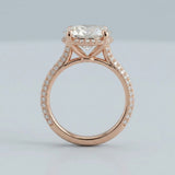 Oval Cathedral Halo Three-Row Pavé Ring Setting