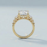 Radiant and Round Three-Stone Engagement Ring Setting