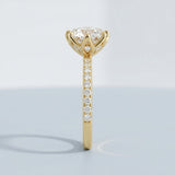 Round Petal Pavé Engagement Ring Setting
