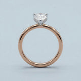 Pear Petite-Basket Hidden-Halo Ring Setting. Three prong. Two-tone