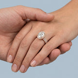 Oval Cathedral Halo Three-Row Pavé Ring Setting