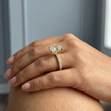 Radiant Three-Row Pavé Engagement Ring Setting