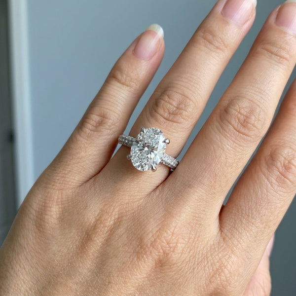 Hand model shot of the white gold engagement ring