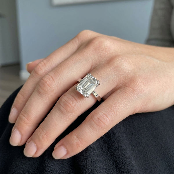 Hand model shot of the white gold engagement ring