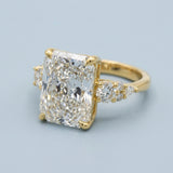 Radiant and Round Three-Stone Engagement Ring Setting