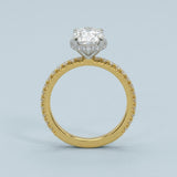 Two-Tone Oval Side-Edge Halo Diamond Ring