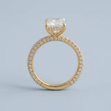 Radiant Three-Row Pavé Engagement Ring Setting