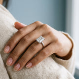 Emerald Diamond-Prong Hidden-Halo Ring Setting