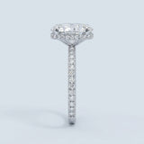 Two-Tone Oval Side-Edge Halo Diamond Ring