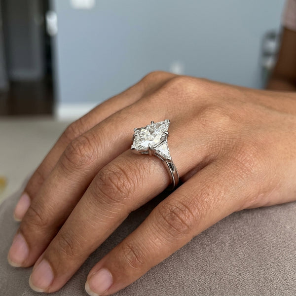 Hand model shot of the white gold engagement ring