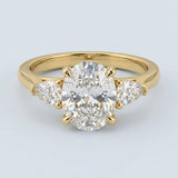 Oval and Pear Three-Stone Engagement Ring Setting