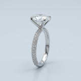 Oval Three-Row Pavé Engagement Ring Setting