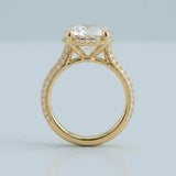 Oval Cathedral Halo Three-Row Pavé Ring Setting