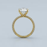 Oval Three-Row Pavé Engagement Ring Setting