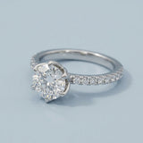 Round Petal Pavé Engagement Ring Setting