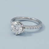 Round Petal Pavé Lab-Grown Diamond Ring — 2.00 ct Centre Minimum