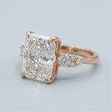 Radiant and Round Three-Stone Engagement Ring Setting