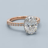 Two-Tone Oval Side-Edge Halo Diamond Ring