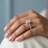 Oval Cathedral Halo Three-Row Pavé Ring Setting