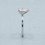 Pear Petite-Basket Hidden-Halo Ring Setting. Three prong. Two-tone