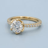 Round Petal Pavé Lab-Grown Diamond Ring — 2.00 ct Centre Minimum