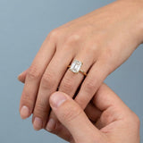 Emerald Diamond-Prong Hidden-Halo Ring Setting
