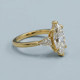 Marquise and Shield Three-Stone Ring Setting
