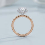 Two-Tone Oval Side-Edge Halo Diamond Ring