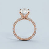 Oval Three-Row Pavé Engagement Ring Setting