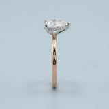 Pear Petite-Basket Hidden-Halo Ring Setting. Three prong. Two-tone